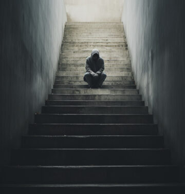 Symbol depresji i izolacji, ilustracja na Światowy Dzień Zapobiegania Samobójstwom (10 września), kryzys